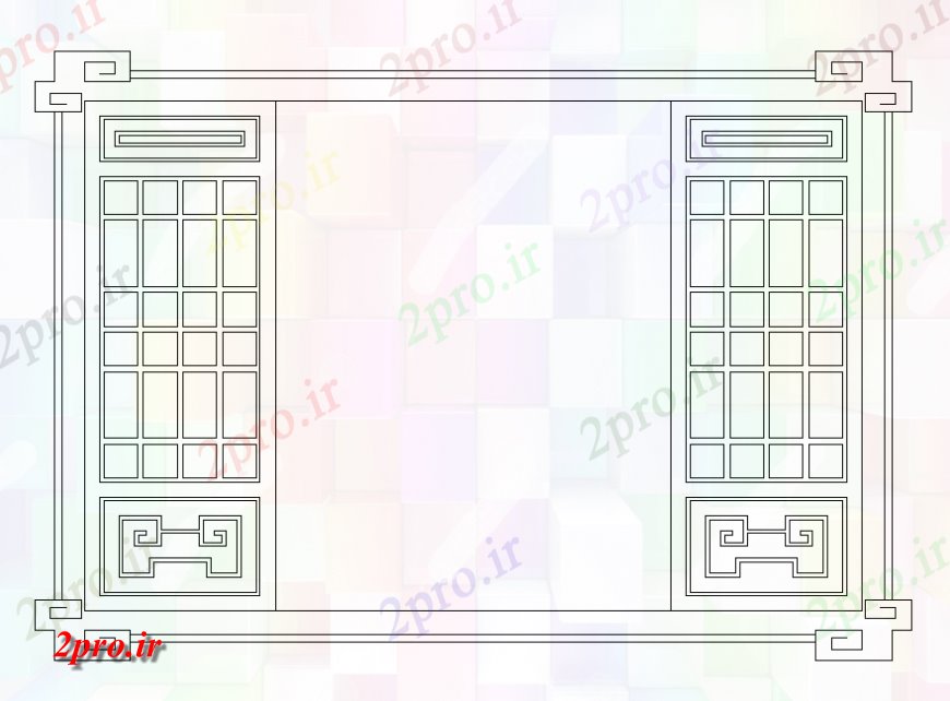 دانلود نقشه جزئیات طراحی در و پنجره  خلاق چوبی بزرگ بلوک پنجره  جزئیات (کد127622)