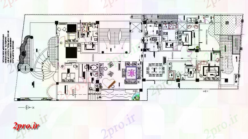 دانلود نقشه مسکونی ، ویلایی ، آپارتمان خانه طرحی ترسیم جزئیات 15 در 44 متر (کد127641)