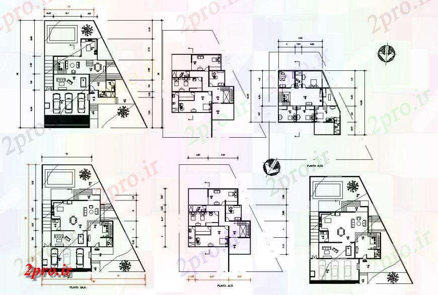 دانلود نقشه مسکونی ، ویلایی ، آپارتمان دو گزینه برنامه ریزی خانه اتوکد 15 در 15 متر (کد127643)