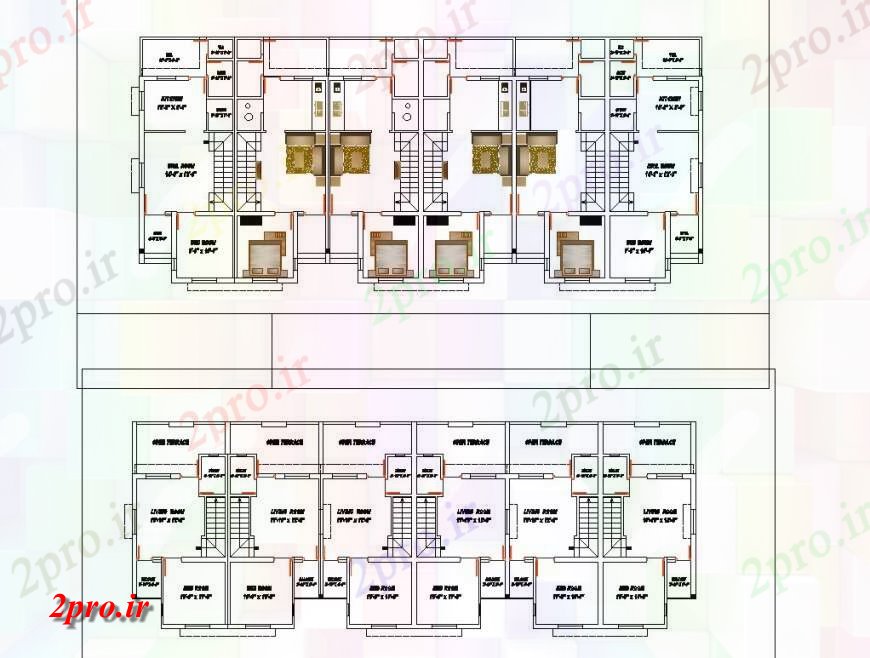 دانلود نقشه مسکونی ، ویلایی ، آپارتمان برنامه ریزی از خانه جزئیات 11 در 26 متر (کد127663)