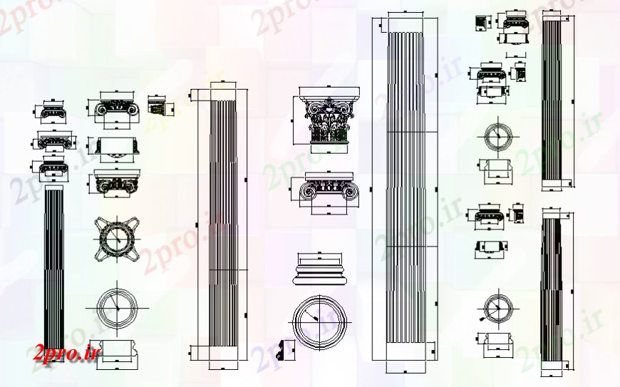 دانلود نقشه جزئیات ستون ستون یونی   (کد127664)