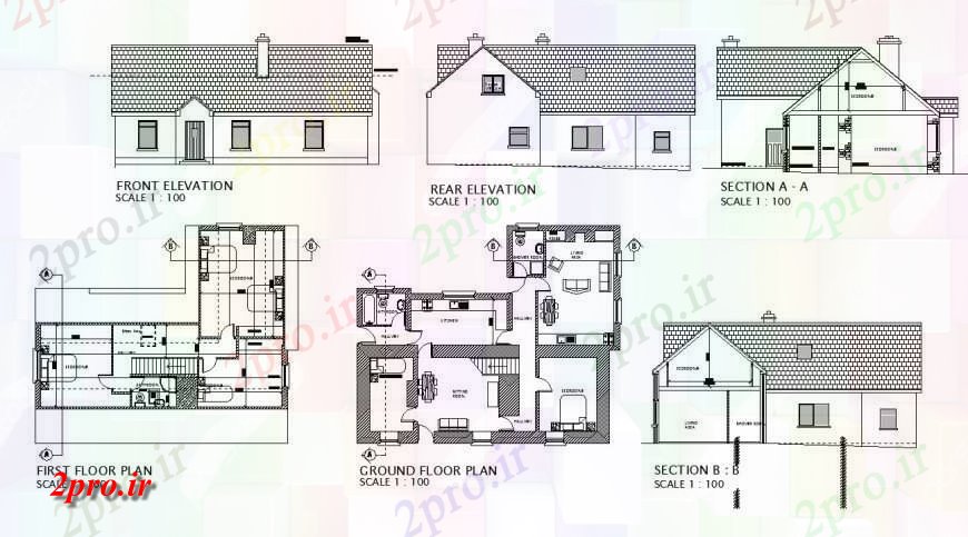 دانلود نقشه مسکونی  ، ویلایی ، آپارتمان  طبقه همکف به طبقه اول طرحی خانه  چیدمان (کد127678)