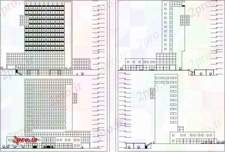 دانلود نقشه ساختمان مرتفعنمای بلند  طراحی ساختمان (کد127709)
