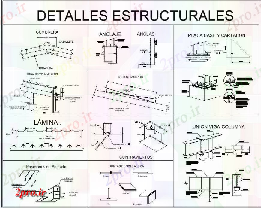 دانلود نقشه طراحی جزئیات ساختار جزئیات طرحی ساختاری  (کد127715)