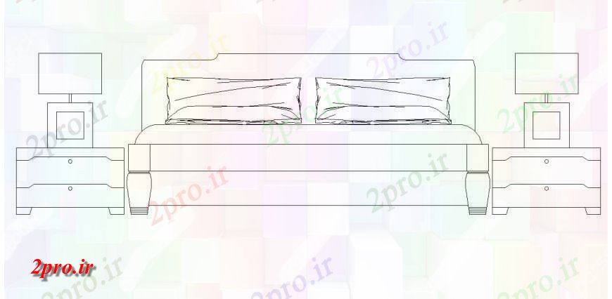 دانلود نقشه دو تخته  اتاق خواب جزئیات مبلمان  (کد127767)