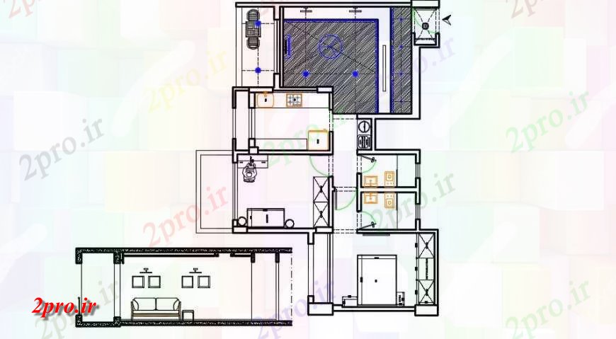 دانلود نقشه اتاق نشیمن ، حال ، پذیرایی اتاق نشیمن و اتاق جزئیات مقطعی با سقف طرح 8 در 12 متر (کد127768)