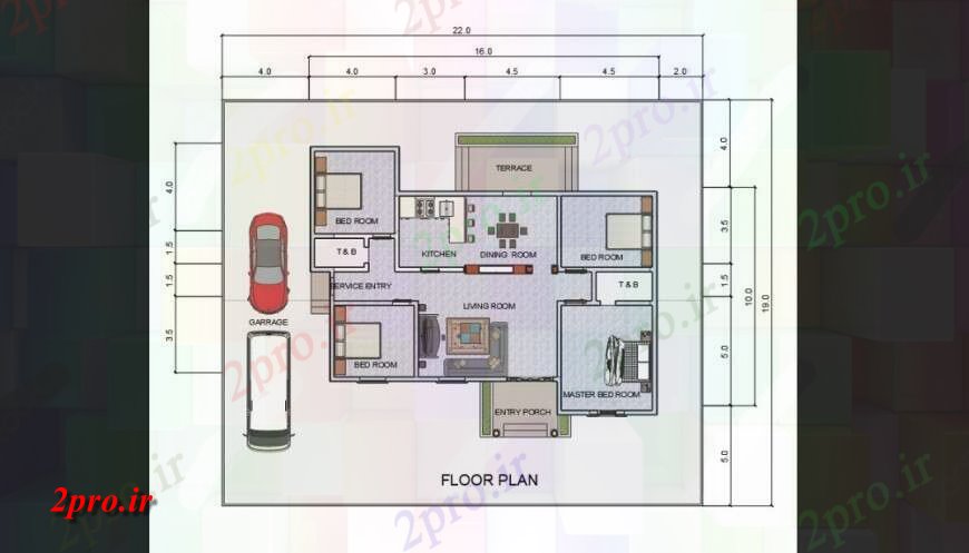 دانلود نقشه مسکونی  ، ویلایی ، آپارتمان  جزئیات 4 اتاق خواب از کف خانه  (کد127831)