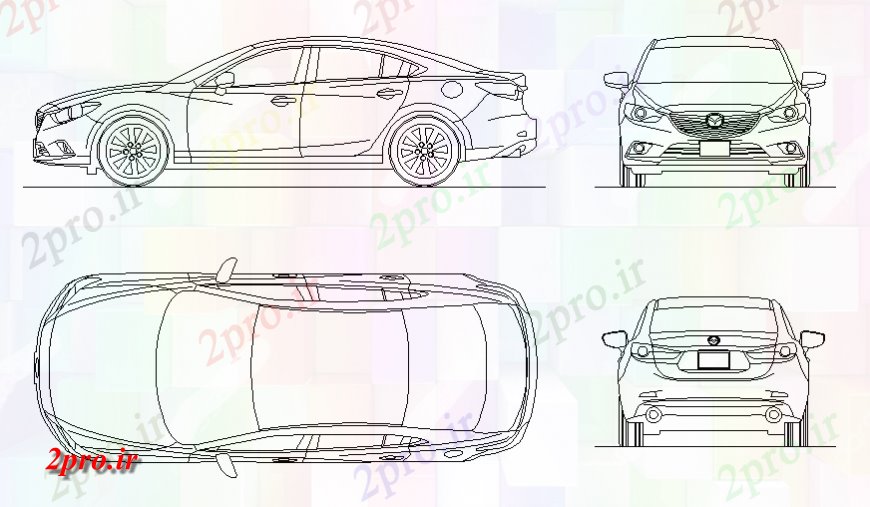 دانلود نقشه بلوک وسایل نقلیه طرحی از مزدا جزئیات ماشین (کد127855)