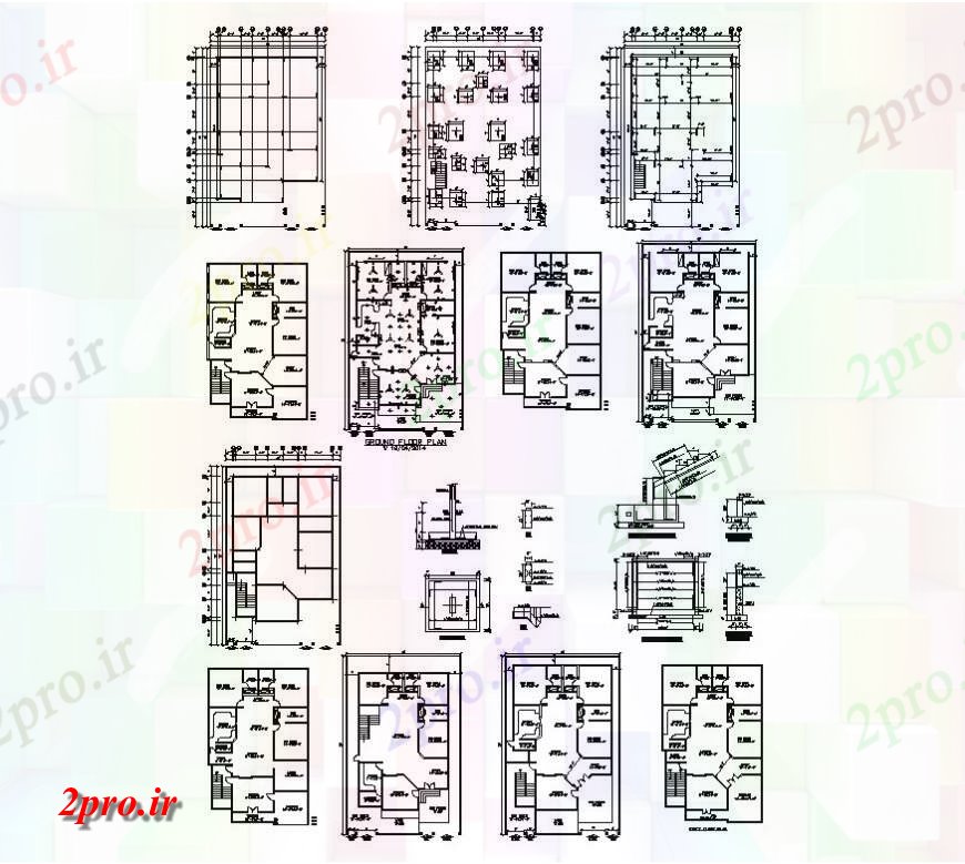 دانلود نقشه مسکونی  ، ویلایی ، آپارتمان  مسکن طرحی و بنیادهای جزئیات طرحی بلوک ساختاری  (کد127860)