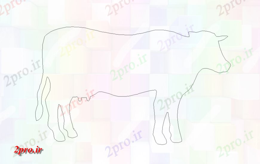 دانلود نقشه بلوک حیوانات گاو معمولی نما طرف در بلوک   (کد127869)