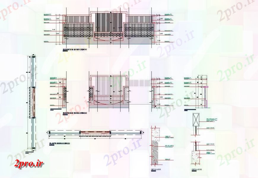 دانلود نقشه طراحی جزئیات تقویت کننده نما و بخش دیوار  طرحی دروازه (کد127886)