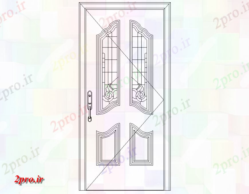 دانلود نقشه جزئیات طراحی در و پنجره  بلوک مقابل درب زیبا نما  جزئیات (کد127921)