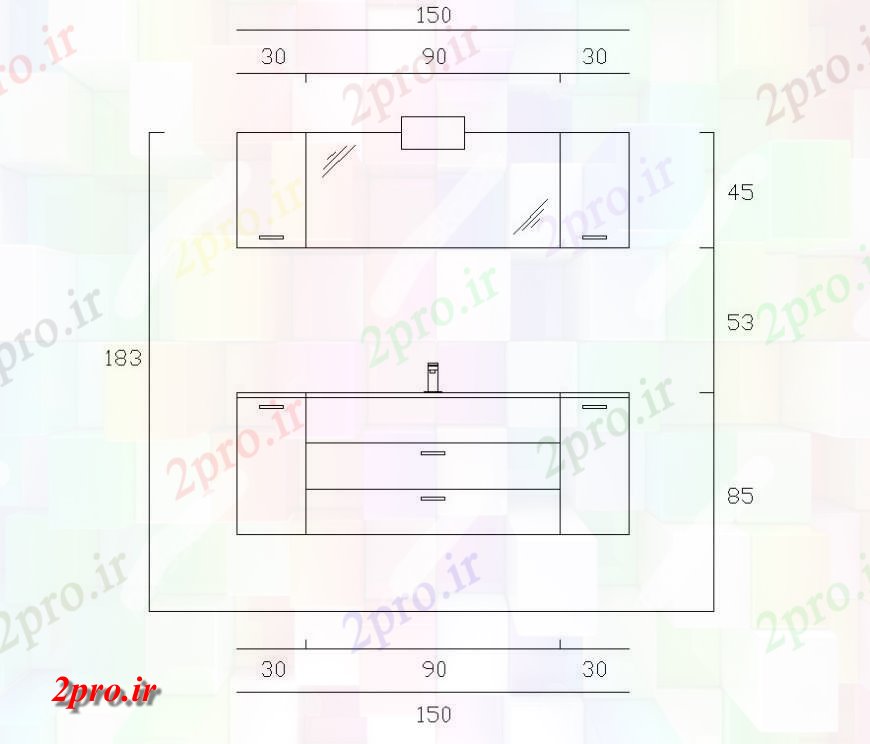 دانلود نقشه حمام مستر بلوک حمام جزئیات   طرحی مبلمان (کد127945)