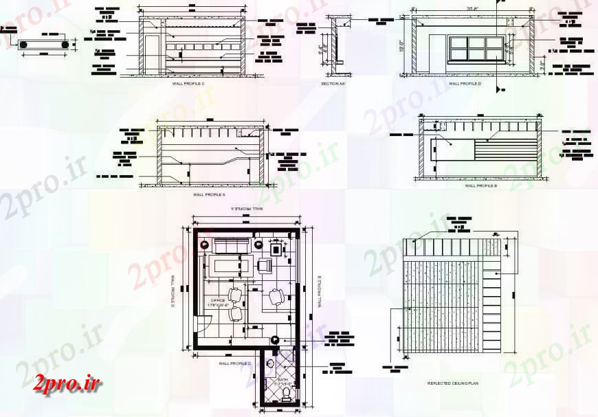 دانلود نقشه جزئیات و طراحی داخلی دفتر دفتر طرحی ساختمان ساختاری  دو بعدی    طرحی بلوک (کد127977)