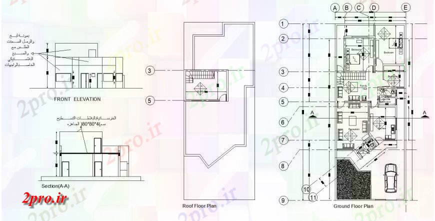 دانلود نقشه مسکونی ، ویلایی ، آپارتمان ساختار طرحی مسکن، نما و بخش طرحی بلوک سازنده 10 در 29 متر (کد128007)