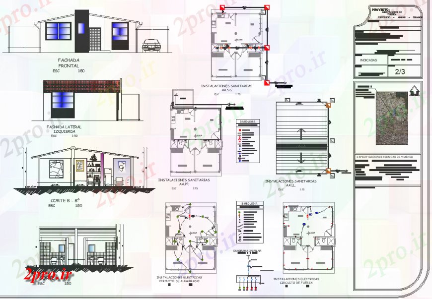 دانلود نقشه مسکونی ، ویلایی ، آپارتمان bhk نما خانه طراحی اتوکد 14 در 17 متر (کد128035)