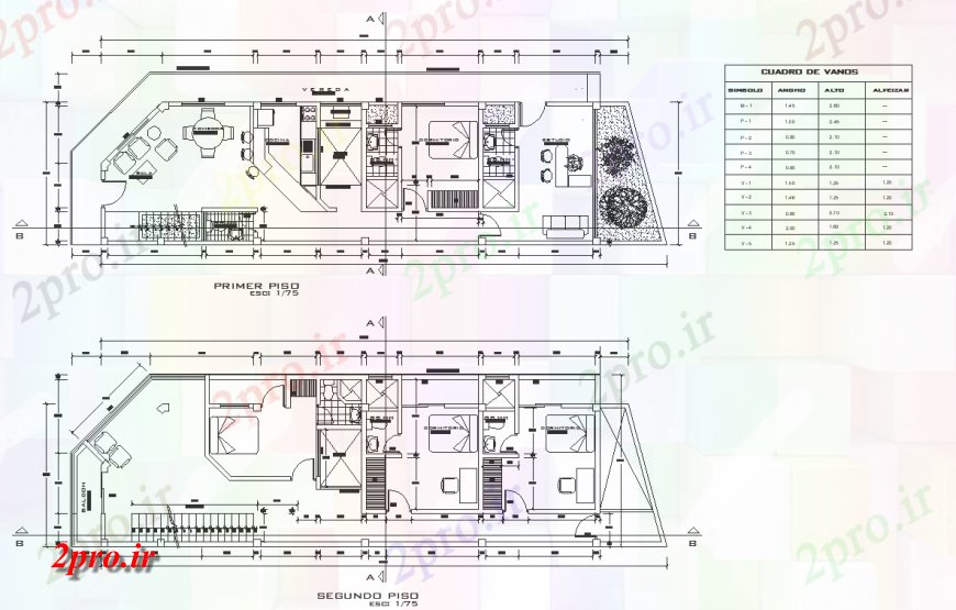 دانلود نقشه مسکونی  ، ویلایی ، آپارتمان  طبقه اول و دوم طراحی داخلی خانه طبقه اتوکد (کد128054)