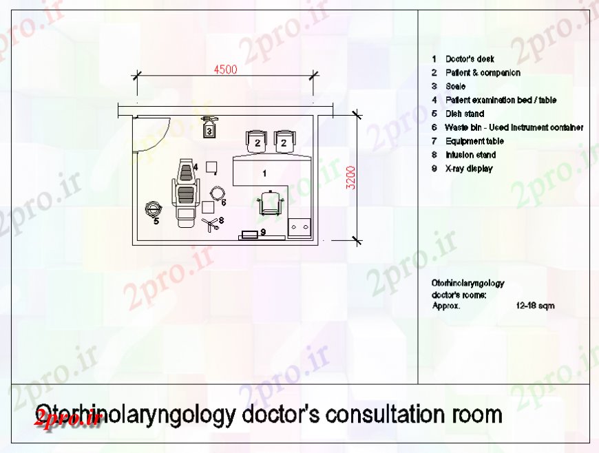 دانلود نقشه بیمارستان - درمانگاه - کلینیک مبلمان اتاق مشاور بلوک Othorhimolaryngology دکتر جزئیات 3 در 5 متر (کد128092)