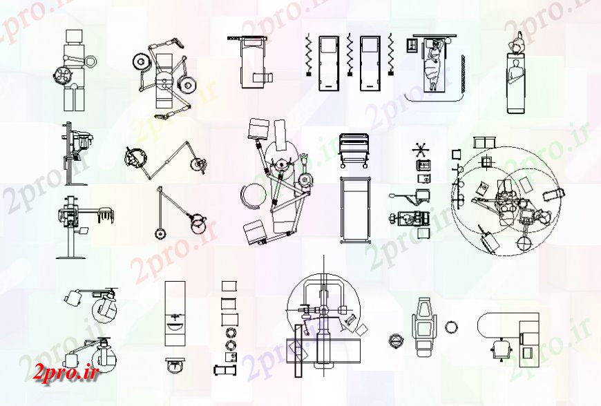 دانلود نقشه بلوک مبلمان مبلمان تجهیزات پزشکی و بلوک های بالای صفحه  جزئیات طراحی   (کد128099)