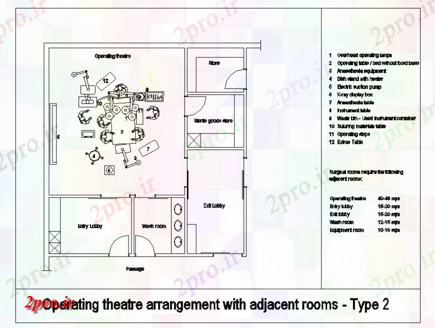 دانلود نقشه بیمارستان - درمانگاه - کلینیک تئاتر عملیات معماری طرحی اتاق طرح 9 در 10 متر (کد128110)