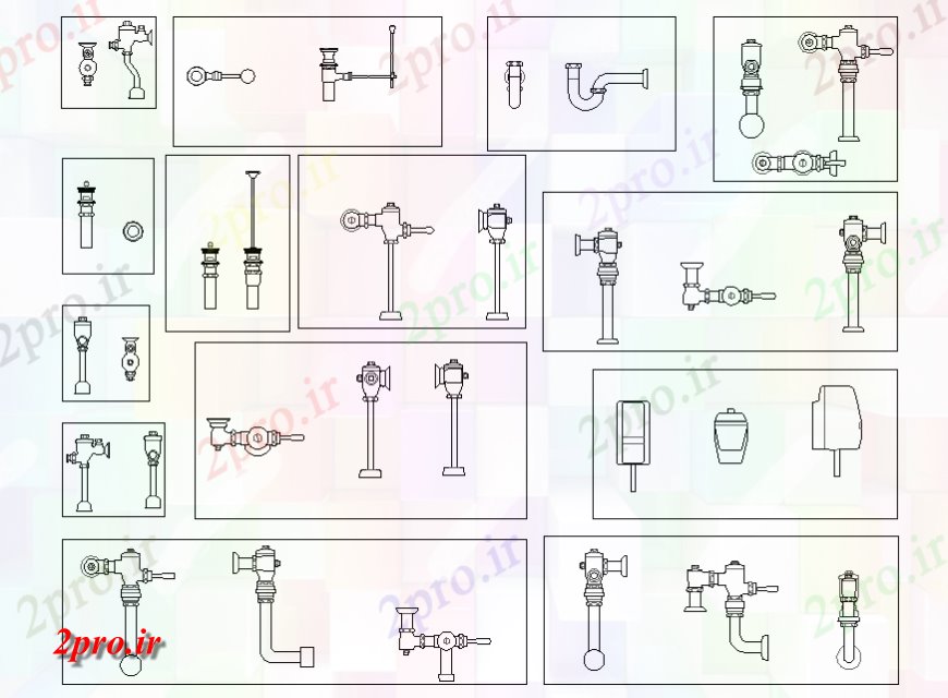 دانلود نقشه جزئیات لوله کشی لوله کشی بلوک تجهیزات چندگانه  (کد128119)