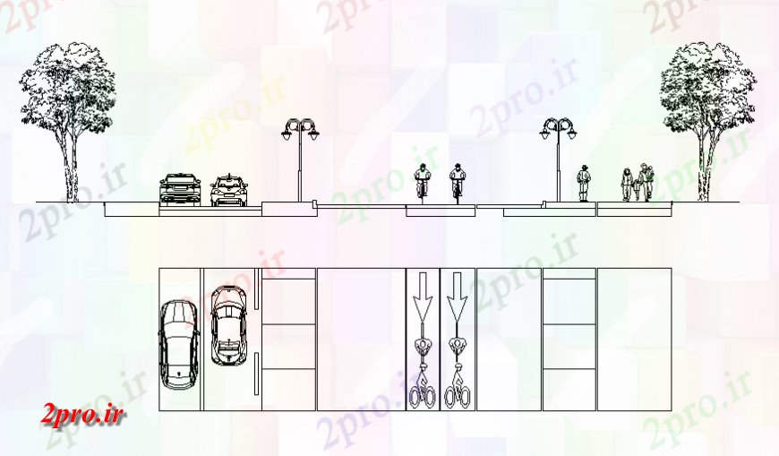 دانلود نقشه جزئیات جاده سازی خیابان ها و جاده ها   مقطعی طراحی جزئیات  (کد128138)