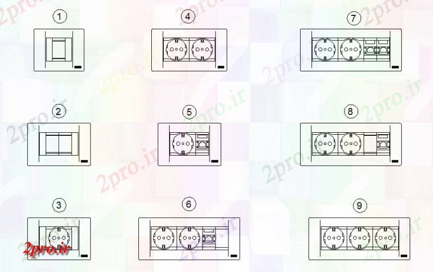 دانلود نقشه اتوماسیون و نقشه های برق سوکت سوئیچ بلوک  (کد128167)