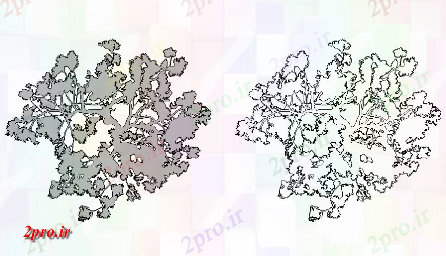 دانلود نقشه درختان و گیاهان بالا  جزئیات نما درخت (کد128245)