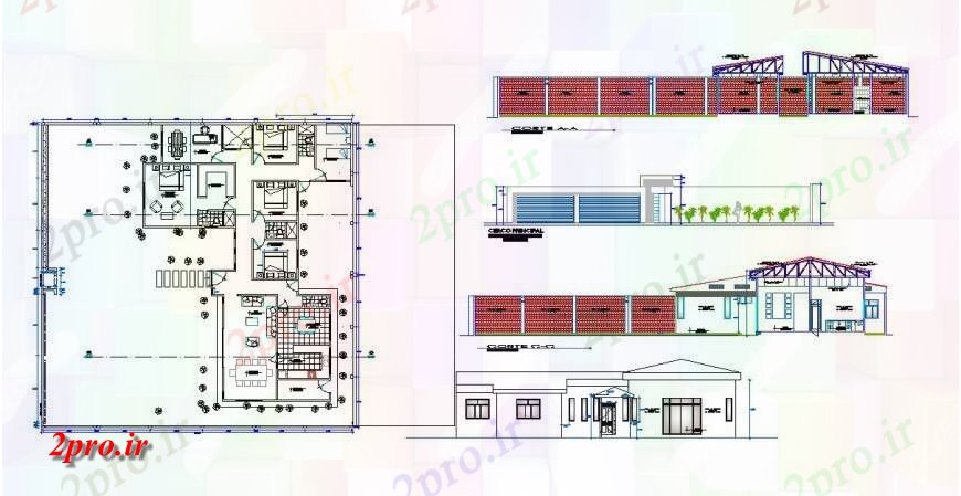 دانلود نقشه مسکونی  ، ویلایی ، آپارتمان  طرح، نما و بخش جزئیات  ویلا اتوکد (کد128255)