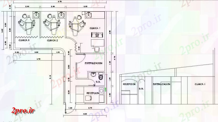 دانلود نقشه بیمارستان - درمانگاه - کلینیک بیمارستان طرح 8 در 9 متر (کد128269)