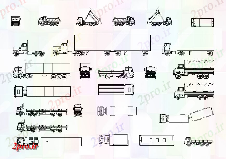 دانلود نقشه بلوک وسایل نقلیه کامیون بلوک مجموعه ای دیگر  (کد128271)