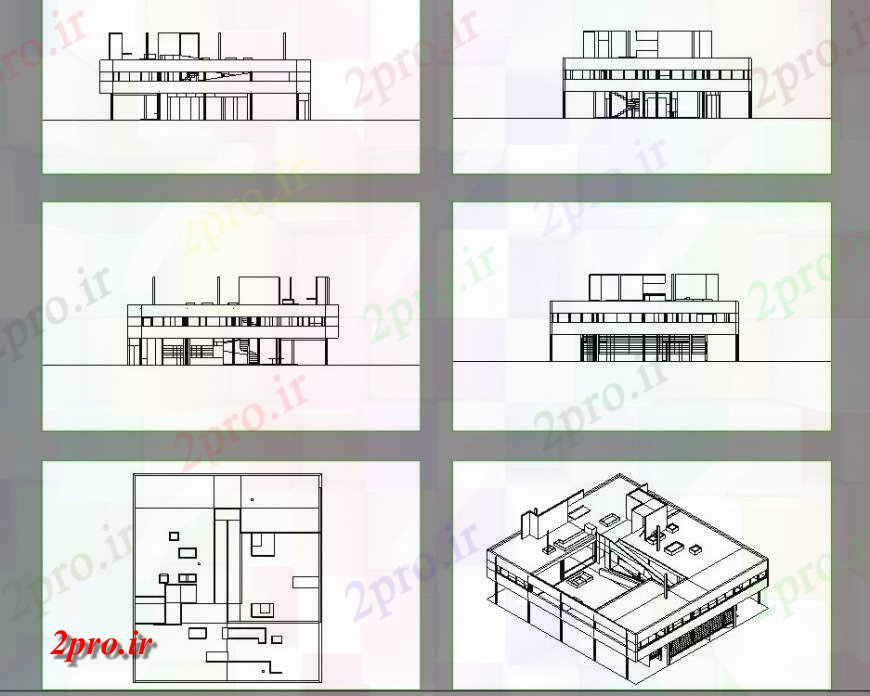 دانلود نقشه مسکونی  ، ویلایی ، آپارتمان  طرحی خانه ایزومتریک، نما و بخش  چیدمان (کد128340)