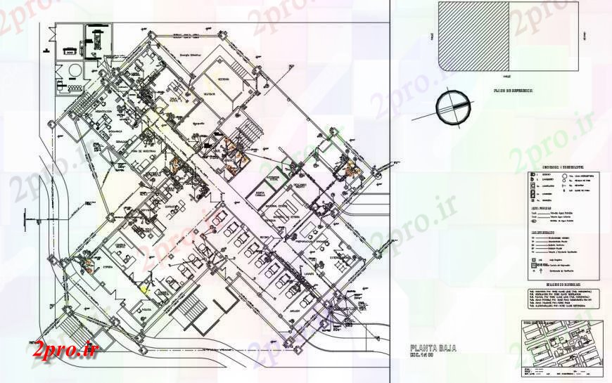 دانلود نقشه ساختمان اداری - تجاری - صنعتی دفتر چند دان طرحی ساختمان جزئیات 36 در 41 متر (کد128343)