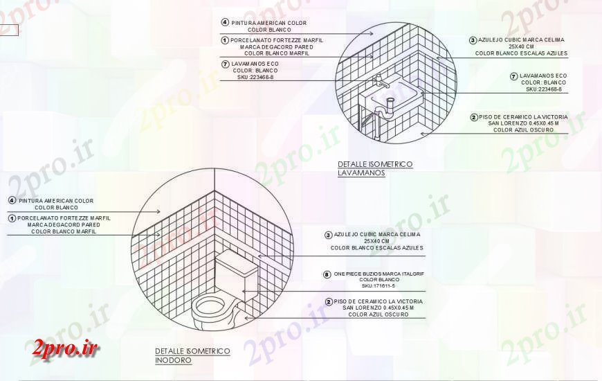 دانلود نقشه جزئیات لوله کشی سینک و آب بسته ایزومتریک  جزئیات (کد128346)