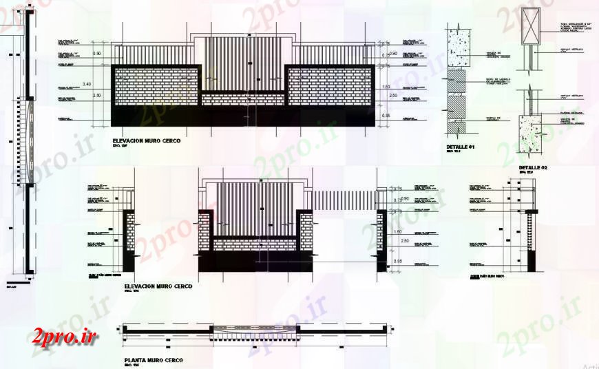دانلود نقشه طراحی جزئیات تقویت کننده دیوار آجری  مشترک فلزی طرحی دروازه و بخش جزئیات (کد128354)