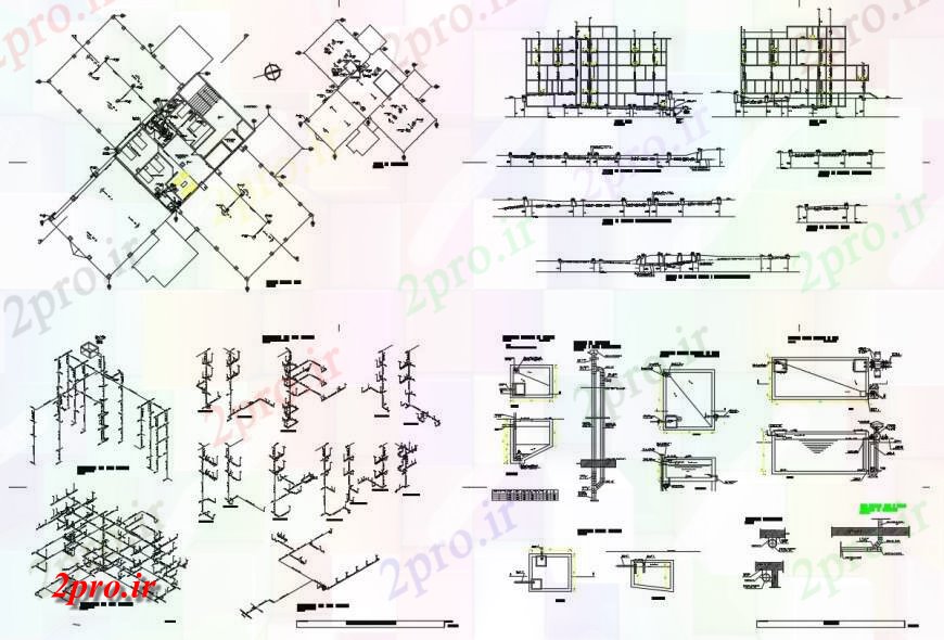 دانلود نقشه برق مسکونی مدار الکتریکی و طرحی کار، نما و بخش  طرحی خانه (کد128376)
