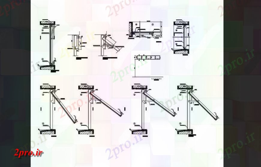 دانلود نقشه جزئیات طراحی در و پنجره  پنجره آهن ساخت و ساز جزئیات ساختاری (کد128385)