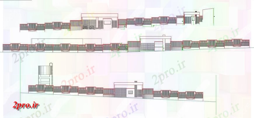 دانلود نقشه ساختمان اداری - تجاری - صنعتی نمای  ing تجاری جزئیات دروازه (کد128405)