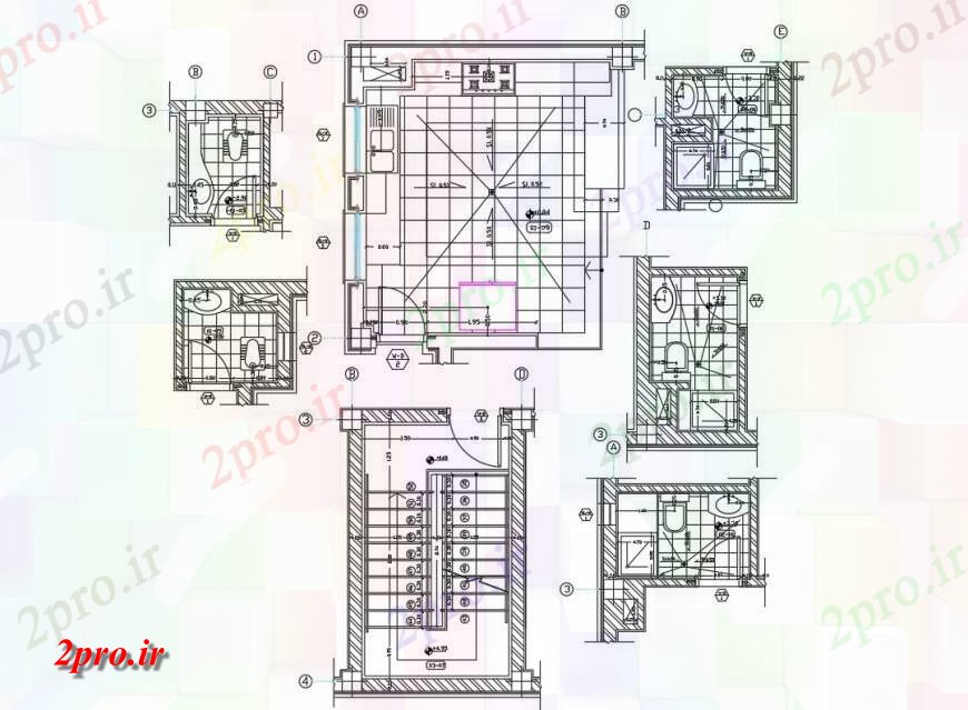 دانلود نقشه آشپزخانه آشپزخانه، توالت و پله  طراحی (کد128408)