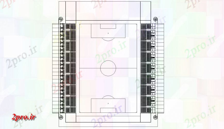 دانلود نقشه ورزشگاه ، سالن ورزش ، باشگاه طراحی بسکتبال اتوکد 106 در 112 متر (کد128442)