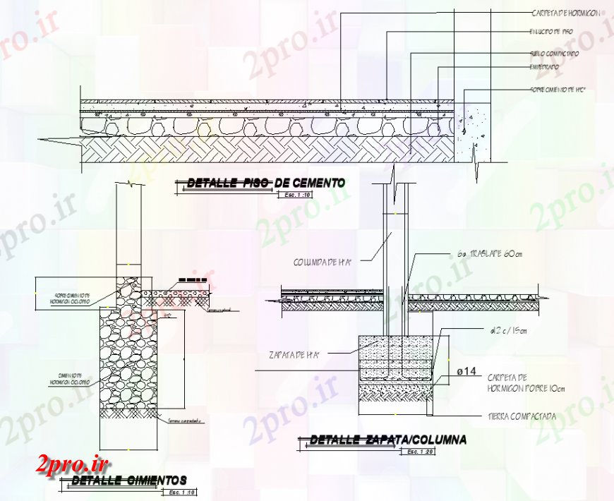 دانلود نقشه طراحی جزئیات ساختار ستون و جزئیات دال بخش طراحی  (کد128448)