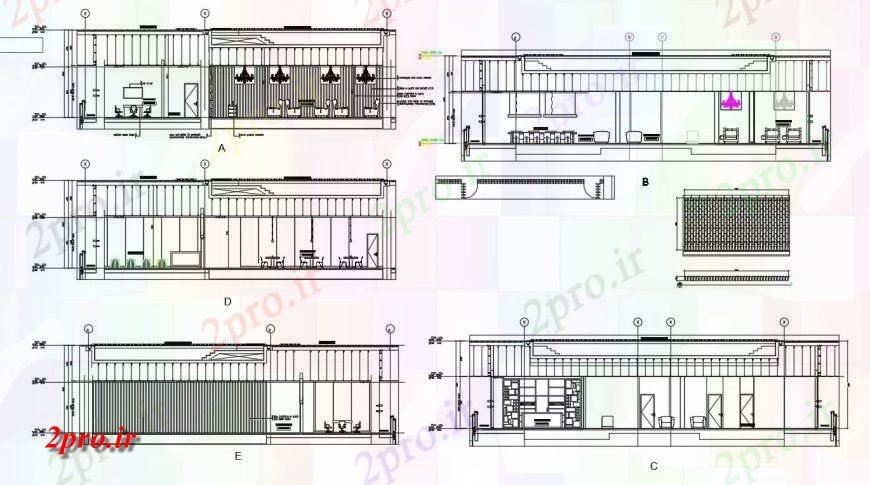 دانلود نقشه هتل - رستوران - اقامتگاه  طرحی و نما هتل  جزئیات  (کد128464)