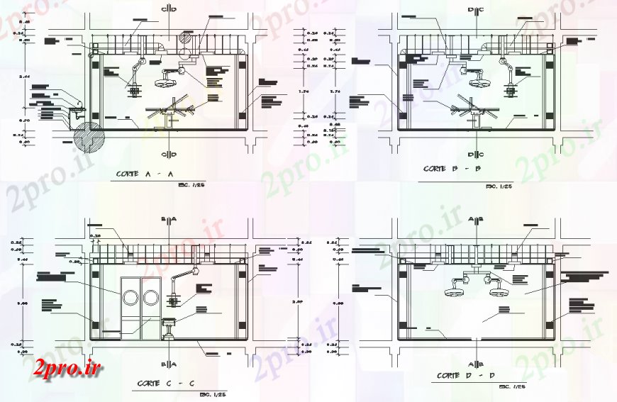 دانلود نقشه بیمارستان - درمانگاه - کلینیک نما بخشی از مطب تخصصی طراحی 24 در 33 متر (کد128509)