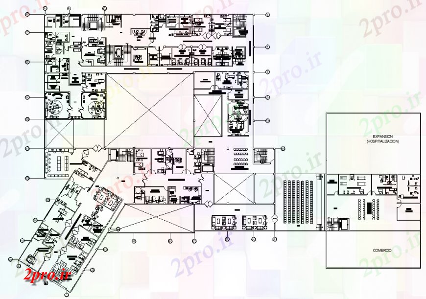 دانلود نقشه بیمارستان - درمانگاه - کلینیک چند دولت تخصص ساختمان بیمارستان طراحی 24 در 33 متر (کد128523)