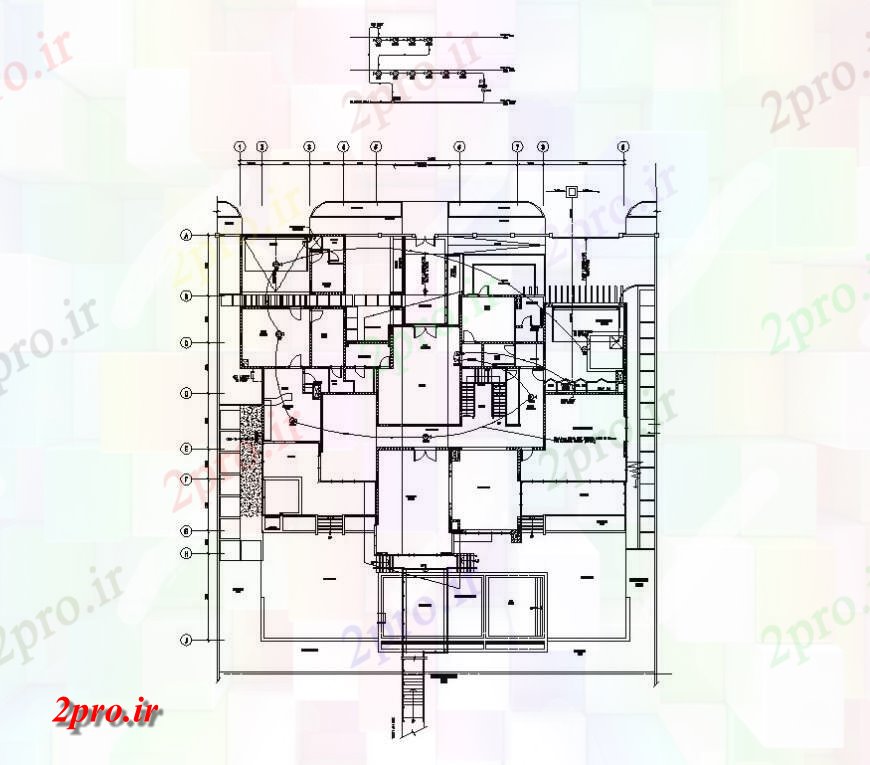 دانلود نقشه برق مسکونی اتصالات برق در یک طرحی بلوک جزئیات ساختمان 40 در 40 متر (کد128535)