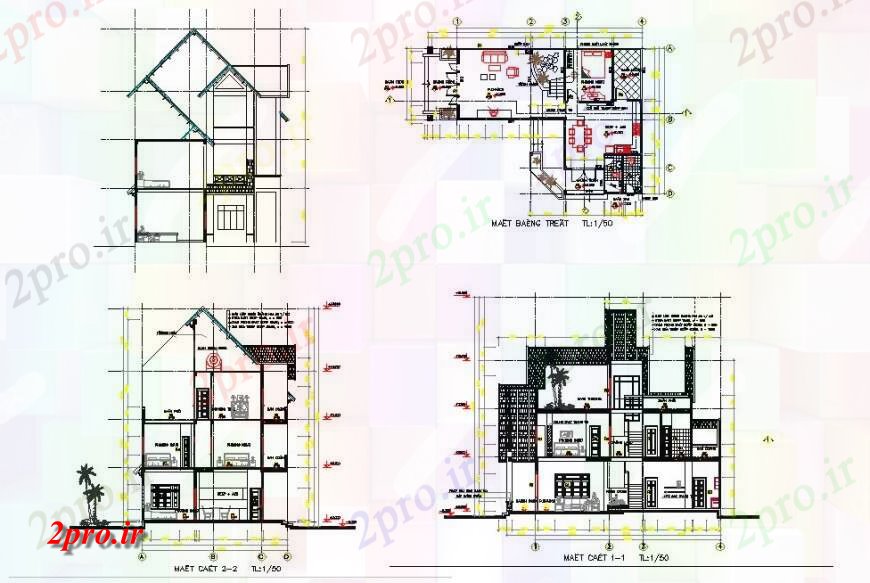 دانلود نقشه مسکونی  ، ویلایی ، آپارتمان  طرحی خانه یکی BHK و نما  (کد128539)