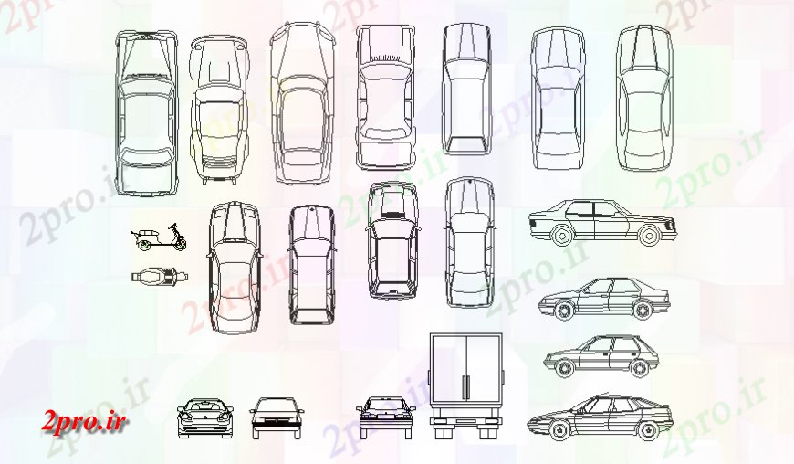 دانلود نقشه بلوک وسایل نقلیه ماشین خانواده بلوک نما دیگر  (کد128552)