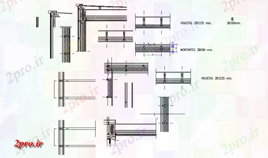 دانلود نقشه طراحی جزئیات ساختار ستون و ساختار پرتو سازنده جزئیات (کد128596)