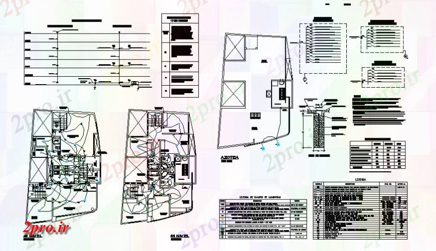 دانلود نقشه مسکونی  ، ویلایی ، آپارتمان  اولین و طبقه دوم طراحی های الکتریکی و خودکار  جزئیات از خانه (کد128623)