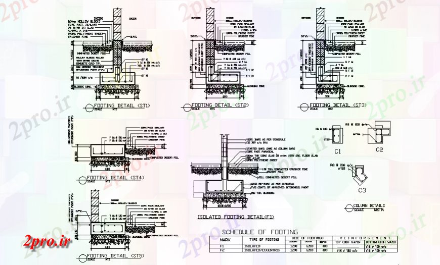 دانلود نقشه طراحی جزئیات ساختار جای پای جزئیات ساخت و ساز ساخت و ساز با ستون برنامه (کد128628)